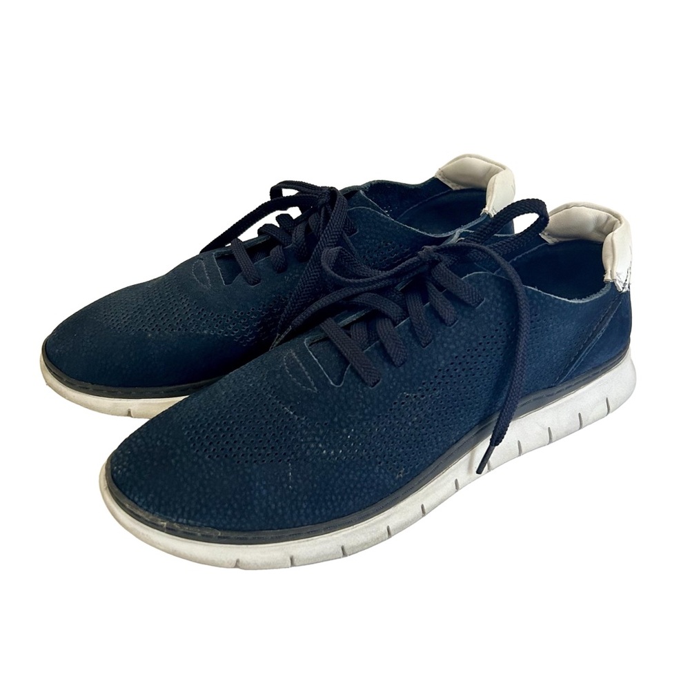 Vionic Women's Joey Blue Leather Sneaker, size 8.5 Walking Shoe